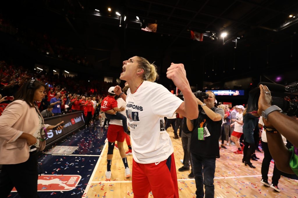 Elena Delle Donne celebrates after winning her first WNBA Championship.